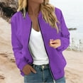 thumbnail image 1 of Women's Lightweight Casual Baseball Jacket Long Sleeve Zip up Outerwear Coat with Pockets Stylish Comfortable Everyday Wear Spring Fall Womens Jacket Tops Vest Coats for Women Womens Casual, 1 of 4