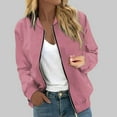 thumbnail image 1 of Women's Lightweight Casual Baseball Jacket Long Sleeve Zip up Outerwear Coat with Pockets Stylish Comfortable Everyday Wear Spring Fall Womens Jacket Tops Vest Coats for Women Womens Casual, 1 of 4