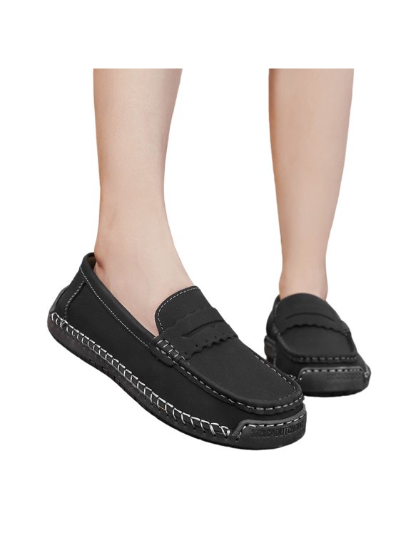 Women's Lightweight Casual Canvas Shoes Slip On Soft Sole Breathable PU Upper Comfortable Footwear for Daily Walking