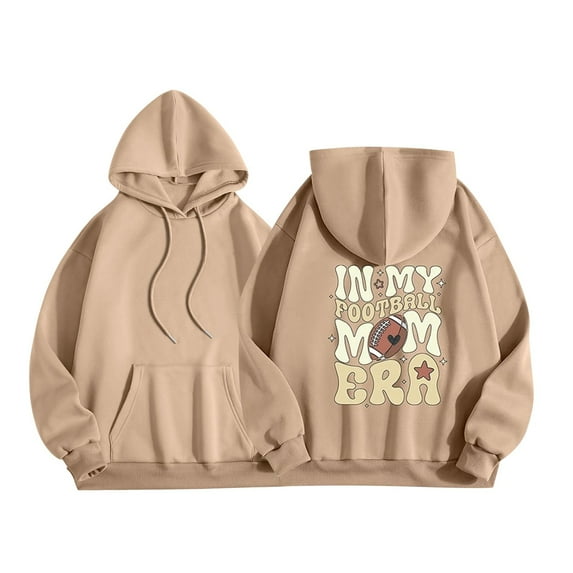 Women's Lightweight Casual Hoodie Sweatshirt Long Sleeve Pullover with Letter Graphic Printed Design Comfortable Football Blouse