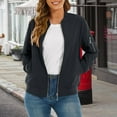 thumbnail image 1 of Women's Lightweight Casual Jacket, Long Sleeve Zip Up Windbreaker, Outdoor Spring Autumn Jacket, Everyday Light Coat, Arm Pocket Jacket, Zip Front Outerwear, Softshell Jacket Black L, 1 of 9