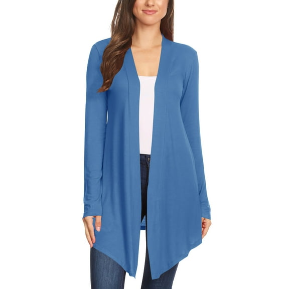 Women's Lightweight Casual Open Front Long Sleeve Solid Cardigan Office Wear S-3XL