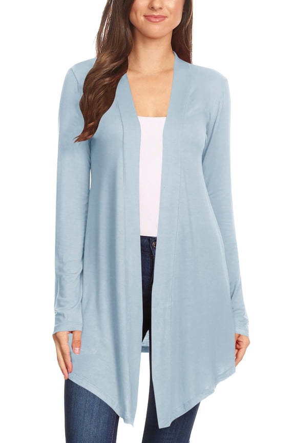 Women's Lightweight Casual Open Front Long Sleeve Solid Cardigan Office Wear S-3XL