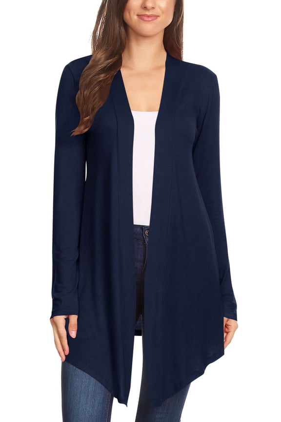 Women's Lightweight Casual Open Front Long Sleeve Solid Cardigan Office Wear S-3XL