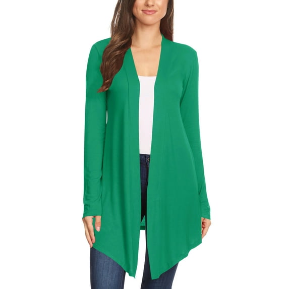 Women's Lightweight Casual Open Front Long Sleeve Solid Cardigan Office Wear S-3XL