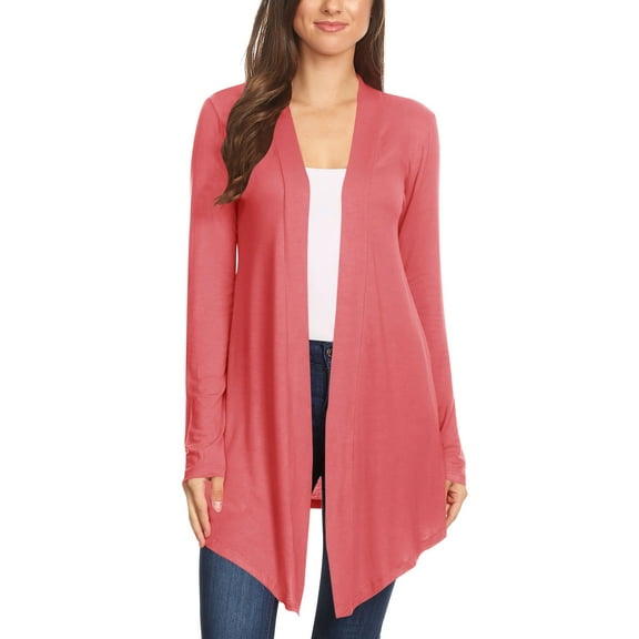 Women's Lightweight Casual Open Front Long Sleeve Solid Cardigan Office Wear S-3XL