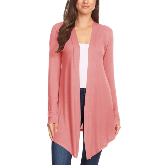 Women's Lightweight Casual Open Front Long Sleeve Solid Cardigan Office Wear S-3XL