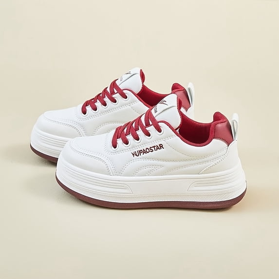 Women's Lightweight Casual Sneakers - White Low-Top Lace-Up Shoes, All-Season Comfort, Versatile Minimalist Design, Urban Style, Women Shoes