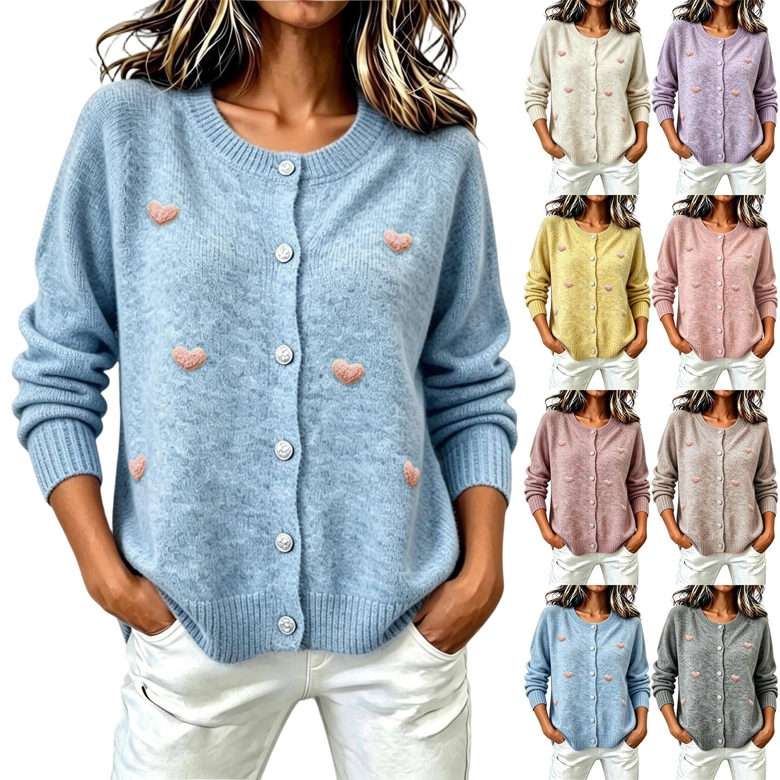 Women's Lightweight Casual Sweater Button Down Knit Cardigan Long ...