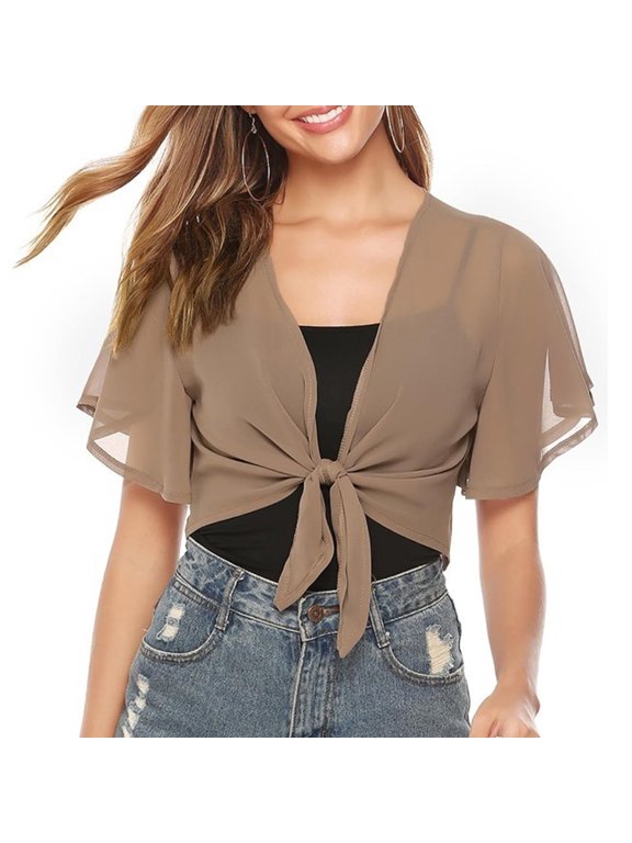 Women's Lightweight Chiffon Boleros Jackets Shrug Cardigan for Summer Outfits