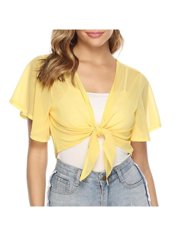 Women's Lightweight Chiffon Boleros Jackets Shrug Cardigan for Summer Outfits