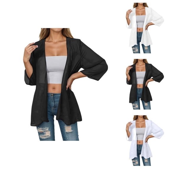 Women's Lightweight Chiffon Cardigan Casual Beach Cover Up Summer Spring Basic Open Front Knit Sweater For Daily Wear And Vacation Cardigan Sweaters for Women