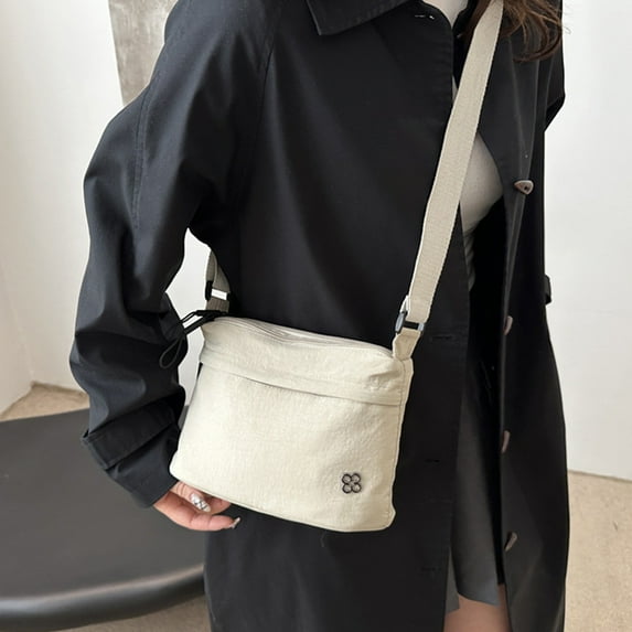 Women's Lightweight Cloth Shoulder Bag – Stylish Small Square Messenger Purse, Waterproof Casual Crossbody with Compartments, 23x13x5cm, Black/Pink/Beige/Green/Yellow
