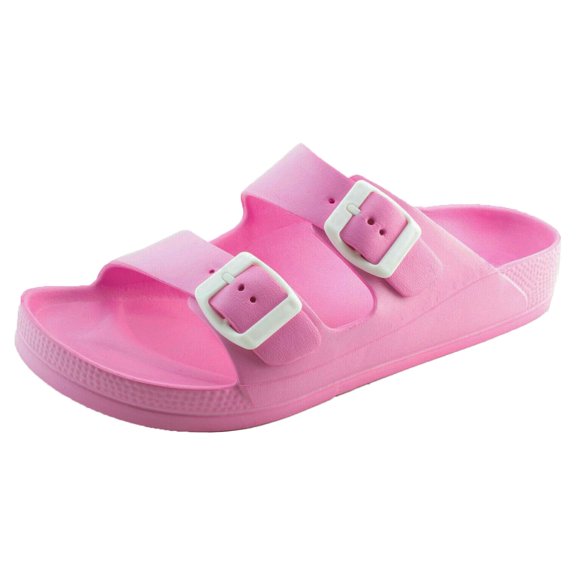 Women's Lightweight Comfort Soft Slides EVA Adjustable Double Buckle Flat Sandals