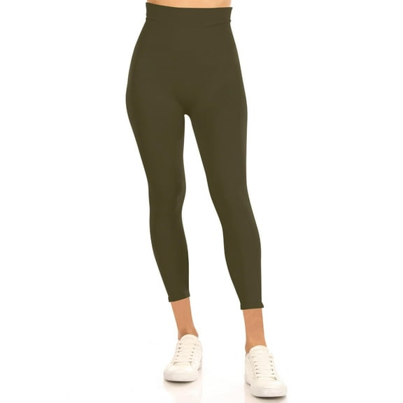 Women's Lightweight Control Stretch High Waist Capri Solid Workout Yoga Leggings