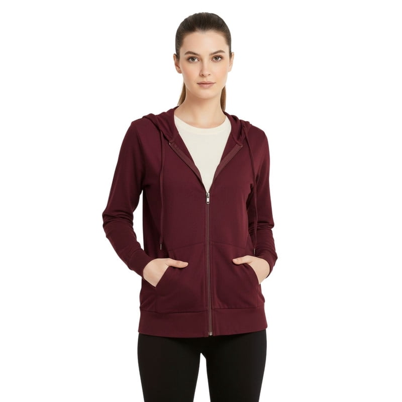 Women’s Lightweight Cotton Hoodie with Packets S-3XL Full Zip Cotton Blend Drawstring Zipper Hooded Sweatshirt Jacket Regular & Plus Size Casual Womenswear Activewear