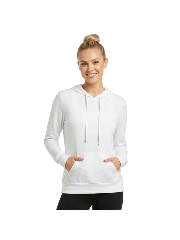 Women's Lightweight Cotton Jersey Pullover Hoodie White Small