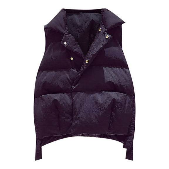 Women's Lightweight Cropped Puffer Vest Quilted Padded Zip up Sleeveless Jacket Lapel Waistcoat with Pockets