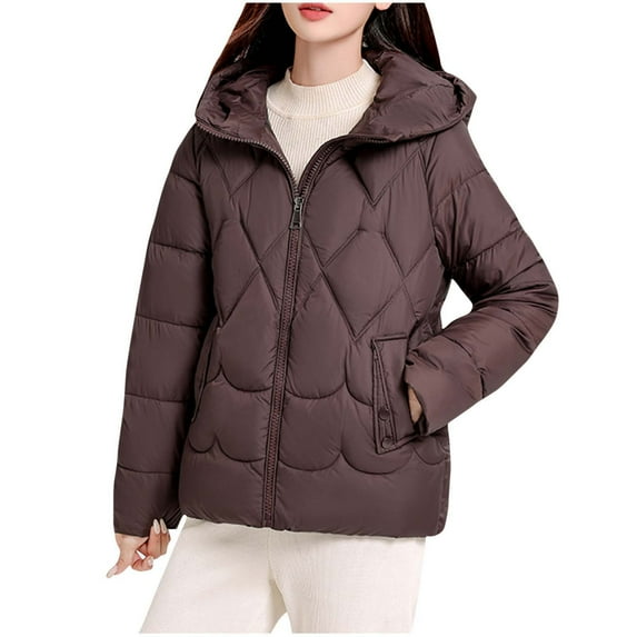 Women's Lightweight Down Jacket Winter Puffer Jacket Hooded Warm Coat Waterproof Quilted Thermal Jackets