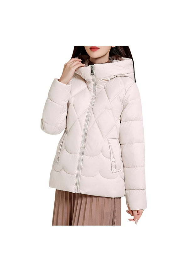 Women's Lightweight Down Jacket Winter Puffer Jacket Hooded Warm Coat Waterproof Quilted Thermal Jackets