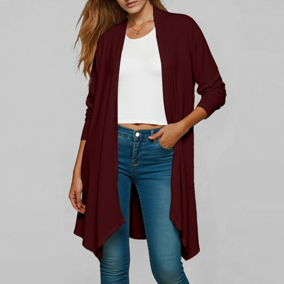 Women's Lightweight Draped Open Front Long Sleeve Cardigan Casual Soft Knit Fall Outerwear Comfortable Long/Short Sleeve Tee Shirts for Men Beach Tops Casual Shirt