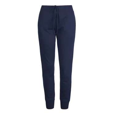 Women’s Lightweight Everyday Cotton Joggers, Sweatpants, Navy L, 1 Pack
