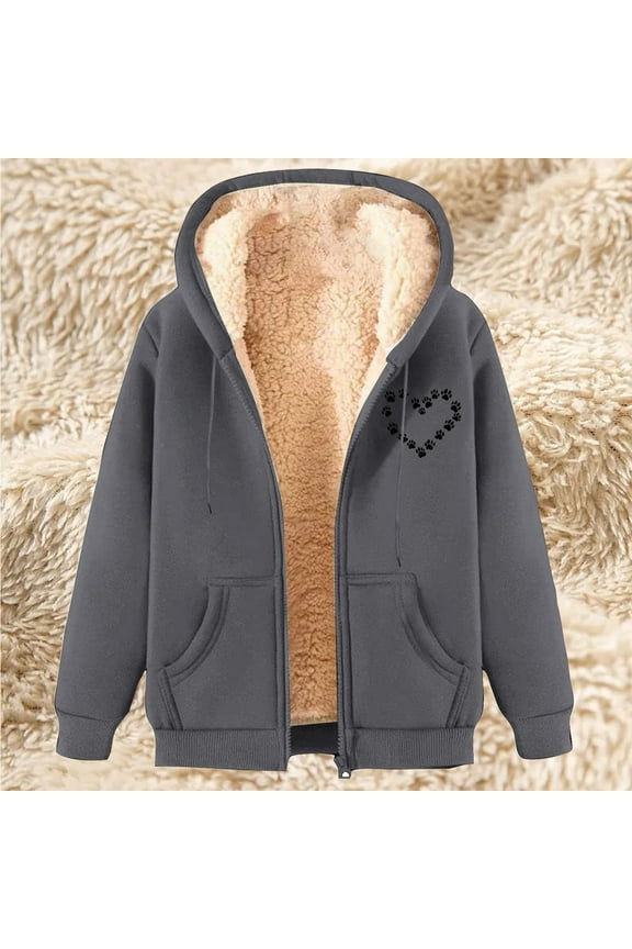 Women's Lightweight Fleece Jacket Fashionable Printed Hooded Sweatshirt for Casual Wear