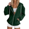 thumbnail image 1 of Women's Lightweight Zip Up Hoodie Regular Fit Solid Color with White Drawstring & Zipper Women's Hoodies & Sweatshirts Casual Long Sleeve Pullover Hoodie Lightweight Comfortable Fashion Top, 1 of 7