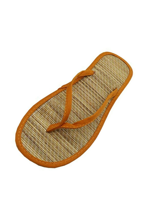 Women's Lightweight Flip Flops Bamboo Woven Non-Slip Beach Sandals Summer Indoor Outdoor