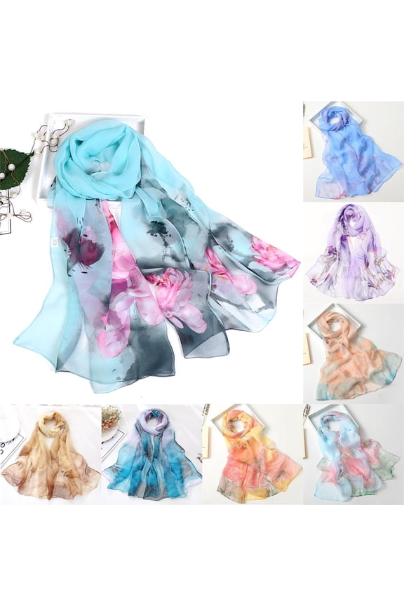 Women's Lightweight Floral Scarf Print Shawl Spring Sunscreen Fashion Wrap