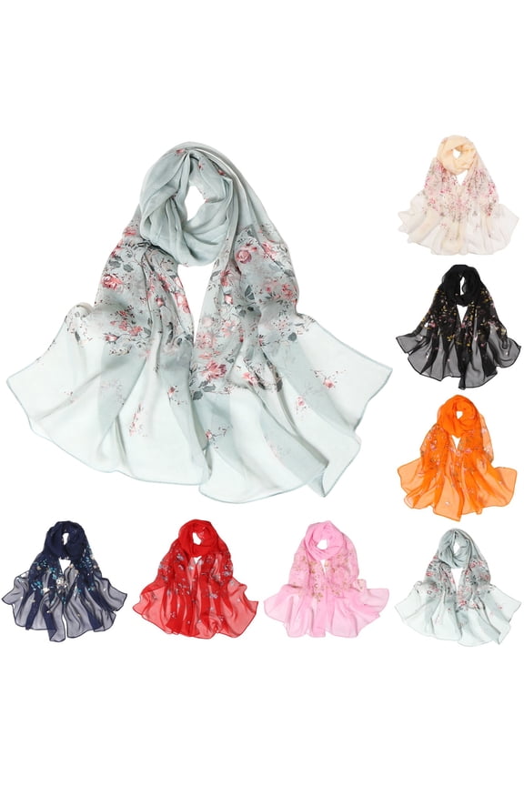 Women's Lightweight Floral Scarf Spring Sunscreen Fashion Shawl Wrap