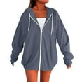 thumbnail image 1 of Women's Lightweight Full Zip Hoodie Breathable Pullover with Drawstring Casual Long Sleeve Sweatshirt for Gym Jogging, 1 of 7