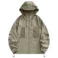 thumbnail image 1 of Women's Lightweight Full Zip Jacket Waterproof Sun Protection Hoodie Pockets Quick Dry Hiking Outdoors Windbreaker (3XL, Khaki), 1 of 7