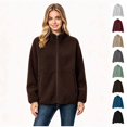 thumbnail image 1 of Women's Lightweight Full Zip Long Sleeve Jacket, Stand Collar Fleece Jacket with Pockets, Women's ,Size S-2XL, 1 of 4