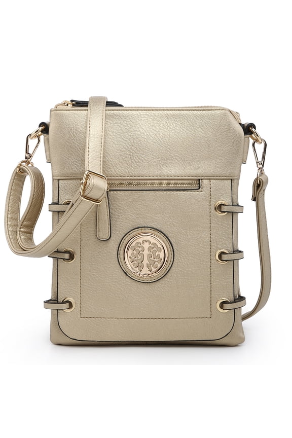 Women's Lightweight Functional Crossbody Bag Multi Pockets Shoulder Bag with Stylish Triple Compartments