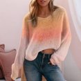 thumbnail image 1 of Women's Lightweight Gradient Knit Sweater, Thin V-Neck Retro Long Sleeve Top, Loose Fit Casual Pullover for Spring and Fall, Breathable Comfortable Daily Wear, Christmas Party Fashion Top Red S, 1 of 5