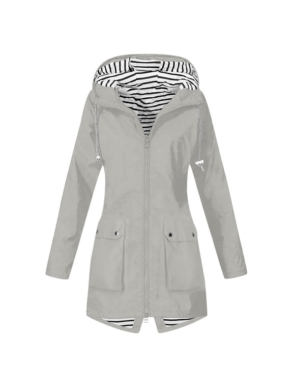 Women's Zippered Hardshell Outdoor Hooded Anorak Jacket for Hiking and Adventures with Lightweight Water-