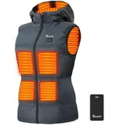 EOYEKLI Women's Lightweight Heated Vest with Detachable Hood - Includes 7.4V 16000mAh Battery Pack (Gray,L)