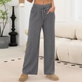 thumbnail image 1 of Women's Lightweight High Waisted Drawstring Adjustable Loose Wide Leg Lounge Pants with Pockets Trousers Black XL, 1 of 8