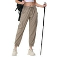 thumbnail image 1 of Women's Lightweight Hiking Cargo Pants Outdoor Quick Dry Casual Travel Sweatpants Joggers Elastic Waist Button Pockets Deep khaki M, 1 of 6