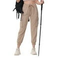 thumbnail image 1 of Women's Lightweight Hiking Cargo Pants Outdoor Quick Dry Casual Travel Sweatpants Joggers Elastic Waist Button Pockets Khaki M, 1 of 6