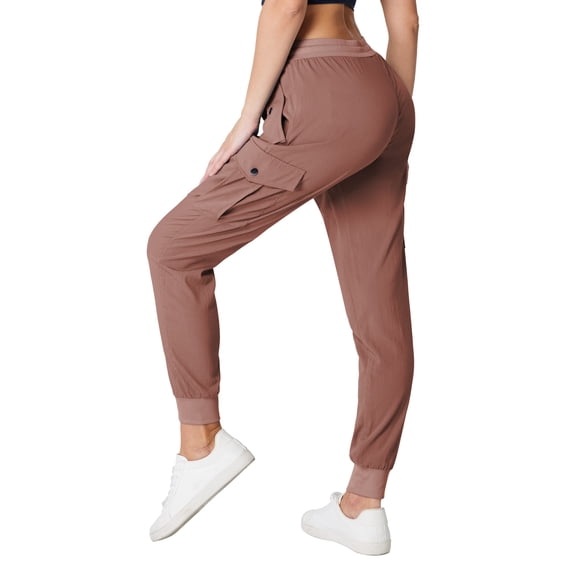 Women's Lightweight Hiking Cargo Pants Quick Dry Outdoor Joggers with Elastic Waist Button & Pockets S