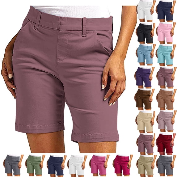 Women's Lightweight Hiking Cargo Shorts Quick Dry Athletic Fashion Casual Twill Solid Color Shorts With Pocket