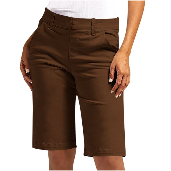 Women's Lightweight Hiking Cargo Shorts Quick Dry Athletic Shorts for Camping Travel Golf with Pockets Brown L