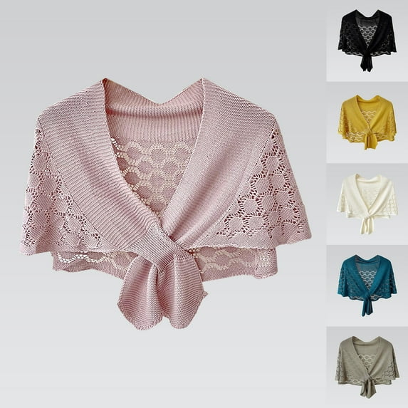 Women's Lightweight Hollow Knit Short Shawl Fashion Versatile Cover Up For Evening Wear And Seasonal Layering