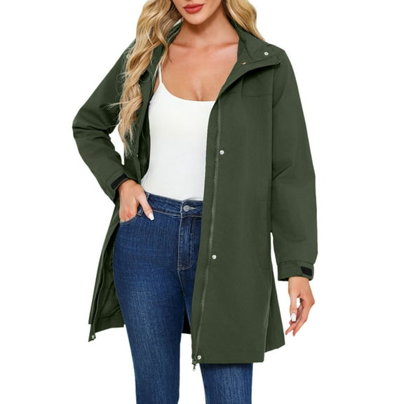 Women's Lightweight Hooded Anorak Jacket Long Sleeve Windproof Outerwear for Spring Autumn Casual Wear