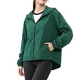 thumbnail image 1 of Women's Lightweight Hooded Jacket Long Sleeve Zip Up Breathable Solid Color Outerwear with Pockets Army Green XXL, 1 of 8