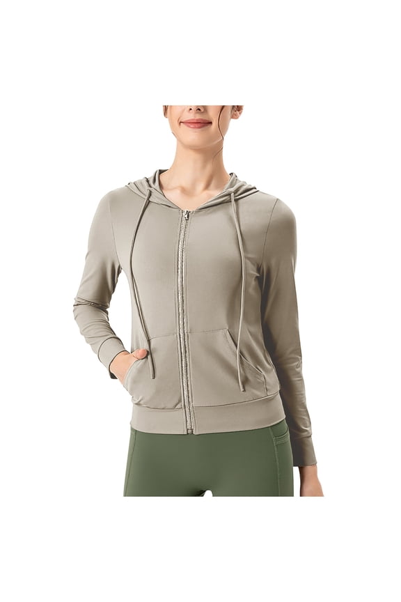 Women's Lightweight Hooded Yoga Jacket Stretchy Athletic Running Coat Breathable Comfortable Casual Outerwear