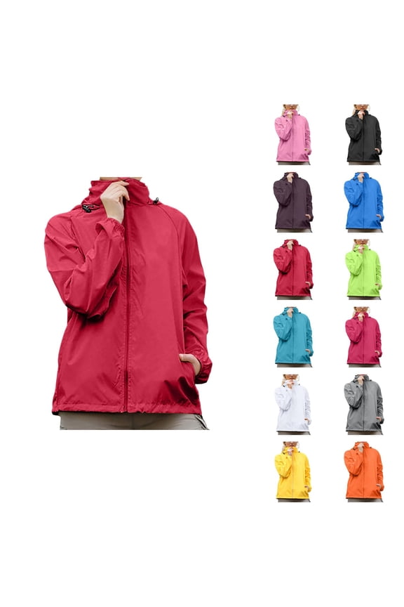 Women's Lightweight Hooded Zip-Up Jacket, Long Sleeve Casual Sporty Outerwear for Spring, Summer & Fall Everyday Wear