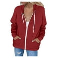 thumbnail image 1 of Women's Lightweight Hooded Zipper Jacket Casual Long Sleeve Outerwear for Spring Autumn Fashion Top, 1 of 5